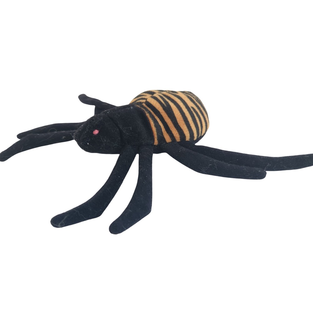 Ty Beanie Babies Spinner the Spider 1996 Vintage Plush Toy Black Orange Striped